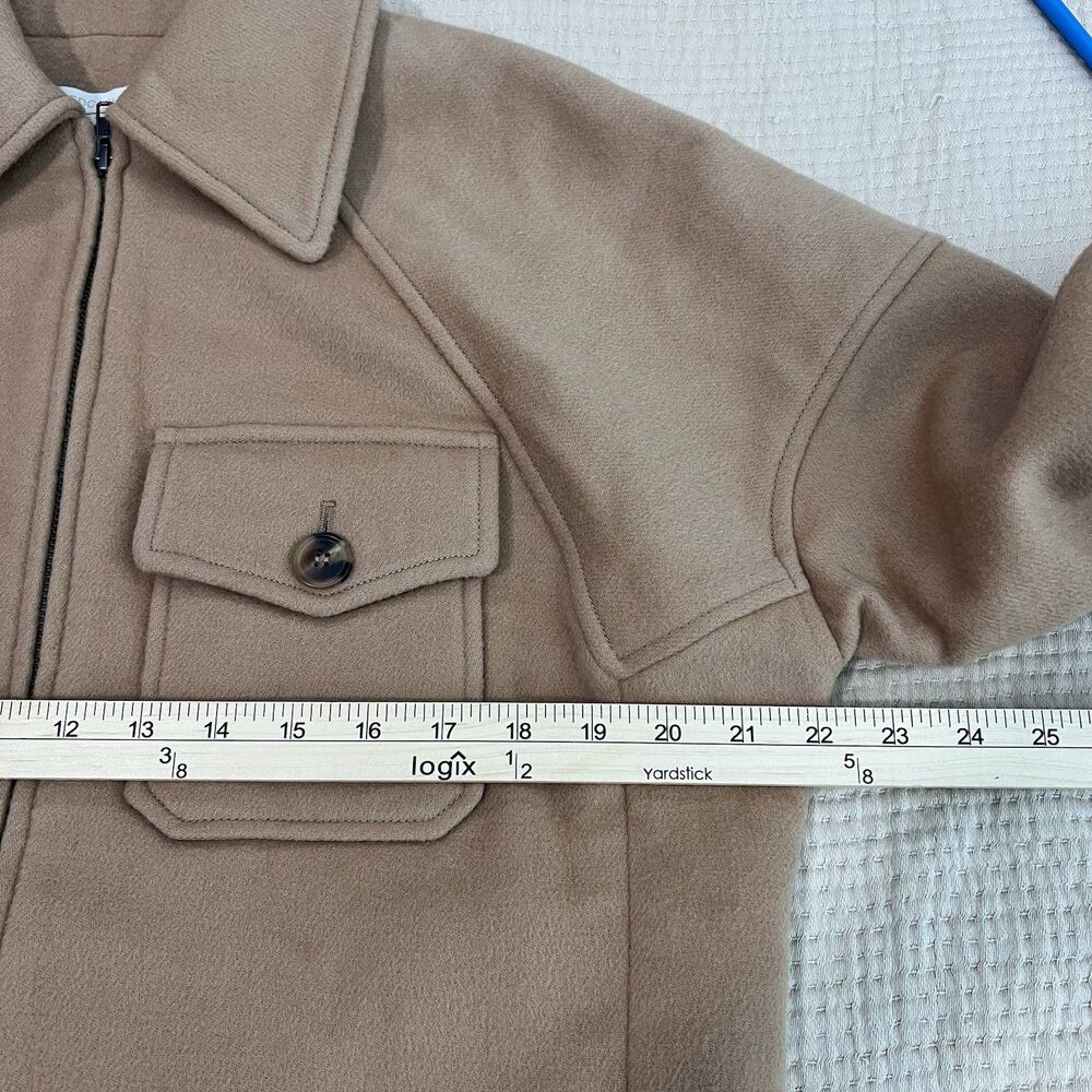 NAKED CASHMERE Wool Jacket Women Small Tan Cropped Full Zip Pocket Neutral $495 - Picture 9 of 16